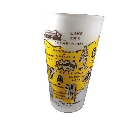 Vintage State Of Ohio Buckeye State Frosted Souvenir Hazel Atlas 1950 - Picture 9 of 10